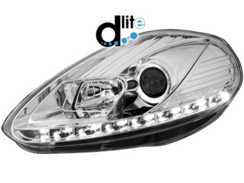 D-LITE přední světla s denním svícením Fiat Punto Evo 09+ chrom