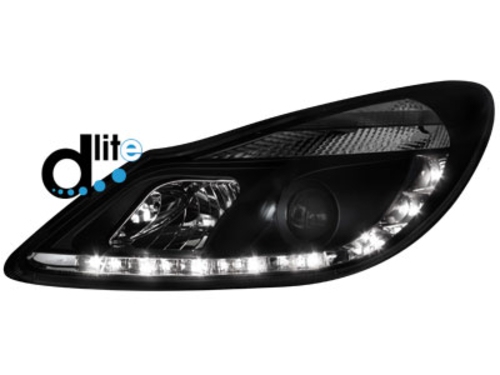 D-LITE přední světla s denním svícením Opel Corsa D 06+ černé