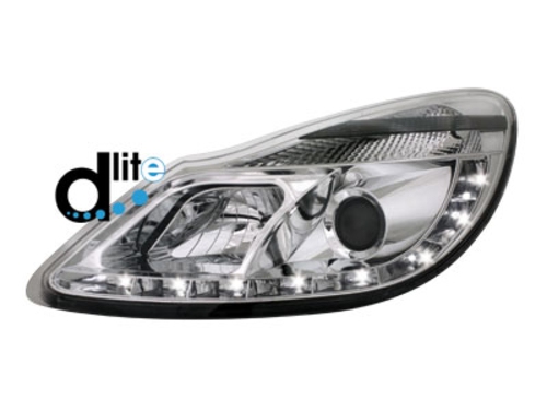 D-LITE přední světla s denním svícením Opel Corsa D 06+ chrom