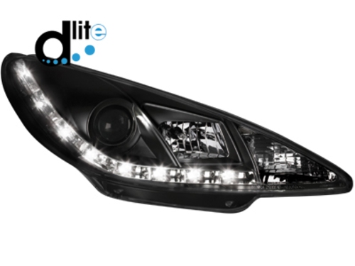 D-LITE přední světla s denním svícením Peugeot 206 98-07 černé