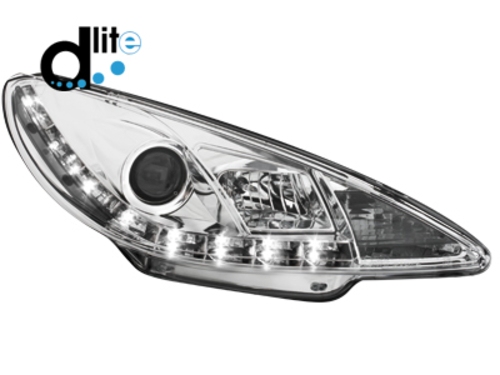 D-LITE přední světla s denním svícením Peugeot 206 98-07 chrom