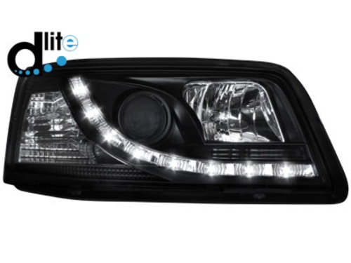 D-LITE přední světla s denním svícením VW T5 03-09 černé