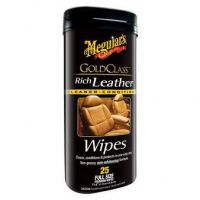 Meguiars Gold Class Rich Leather Wipes - ubrousky na kožené čalounění 25 kusů 