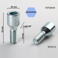 Šroub M12x1,5x24 kužel s vnitřním mnohohranem, průměr hlavy 20mm, výška 50 