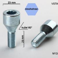 Šroub M12x1,5x28 kužel s vnitřním mnohohranem, průměr hlavy 23mm, výška 53,5  