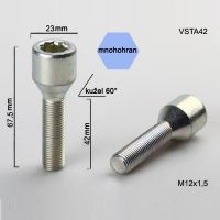 Šroub M12x1,5x42 kužel s vnitřním mnohohranem, průměr hlavy 23mm, výška 67,5  