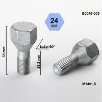 Šroub M14x1,5x28,2 kužel, klíč 24, výška 53 mm  