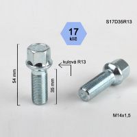 Šroub M14x1,5x35 koule R13, klíč 17, výška 54  